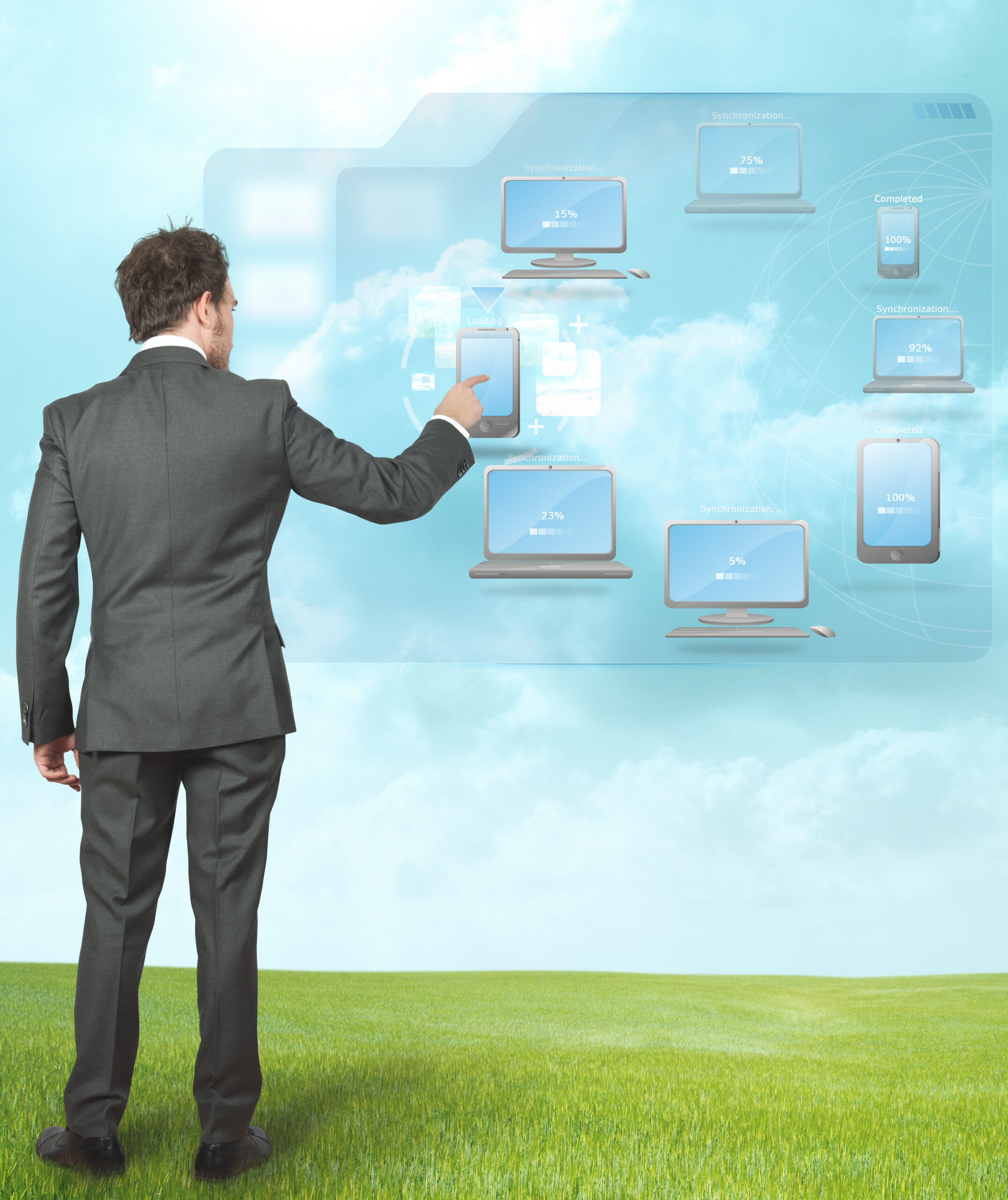 Businessman working with cloud compute technology