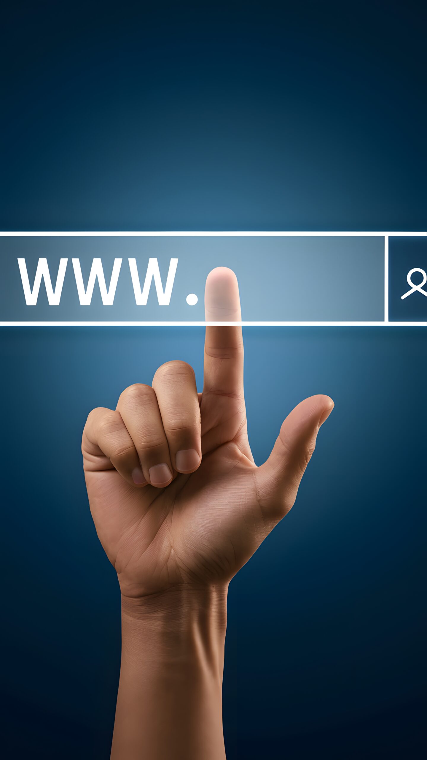 hand-reaching-towards-virtual-search-bar-blue-background-representing-internet-browsing-vertica